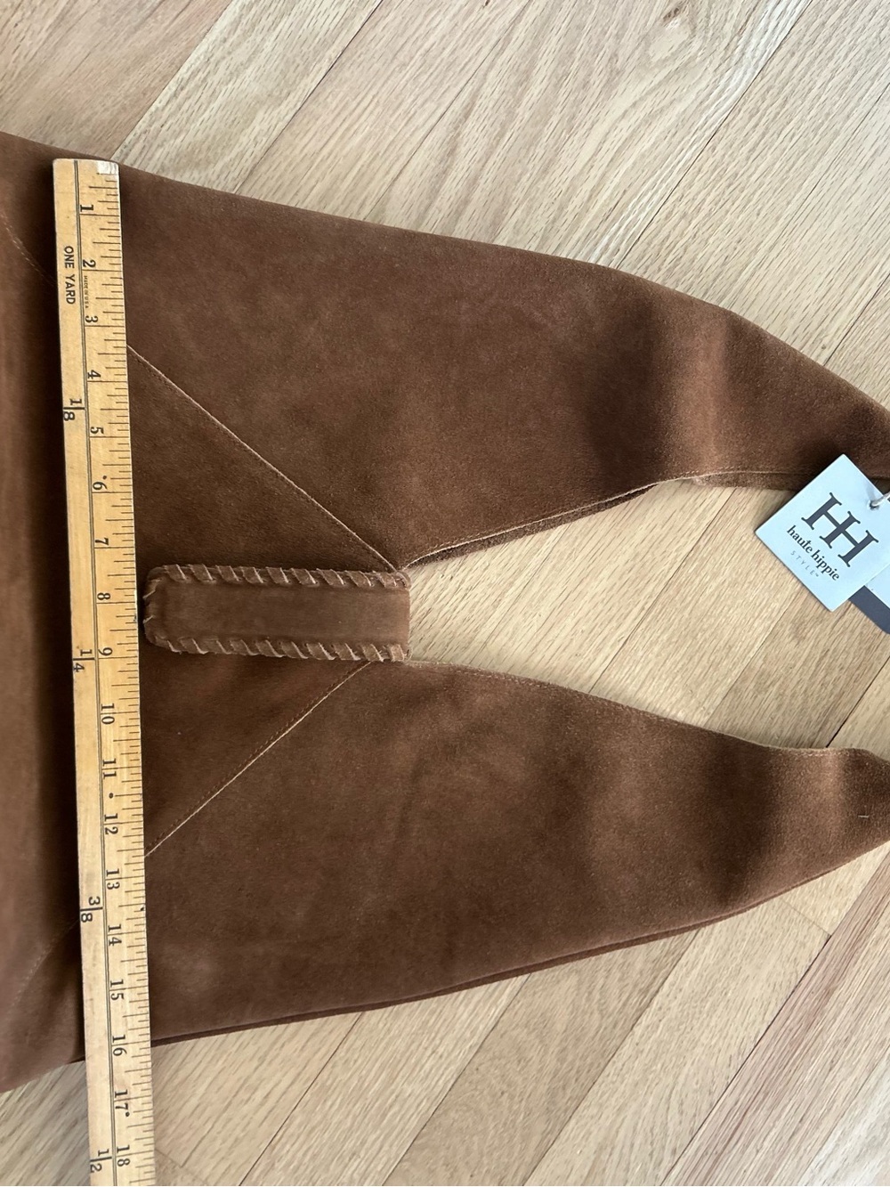 NWT Haute Hippie Triangle Suede Hobo, Cognac Brown - Picture 9 of 12
